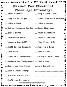 {FREEBIE FRIDAY} Summer Fun Checklists for Families and Teens – The ...